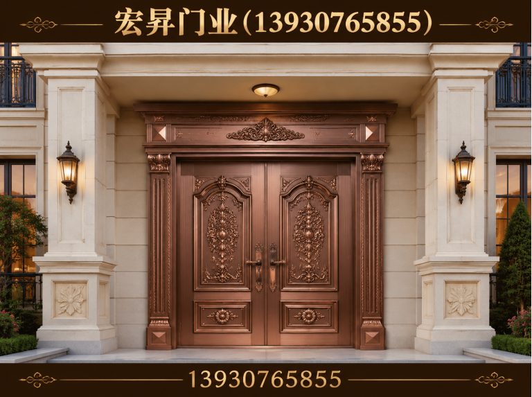 南皮县别墅入户铜门展示图